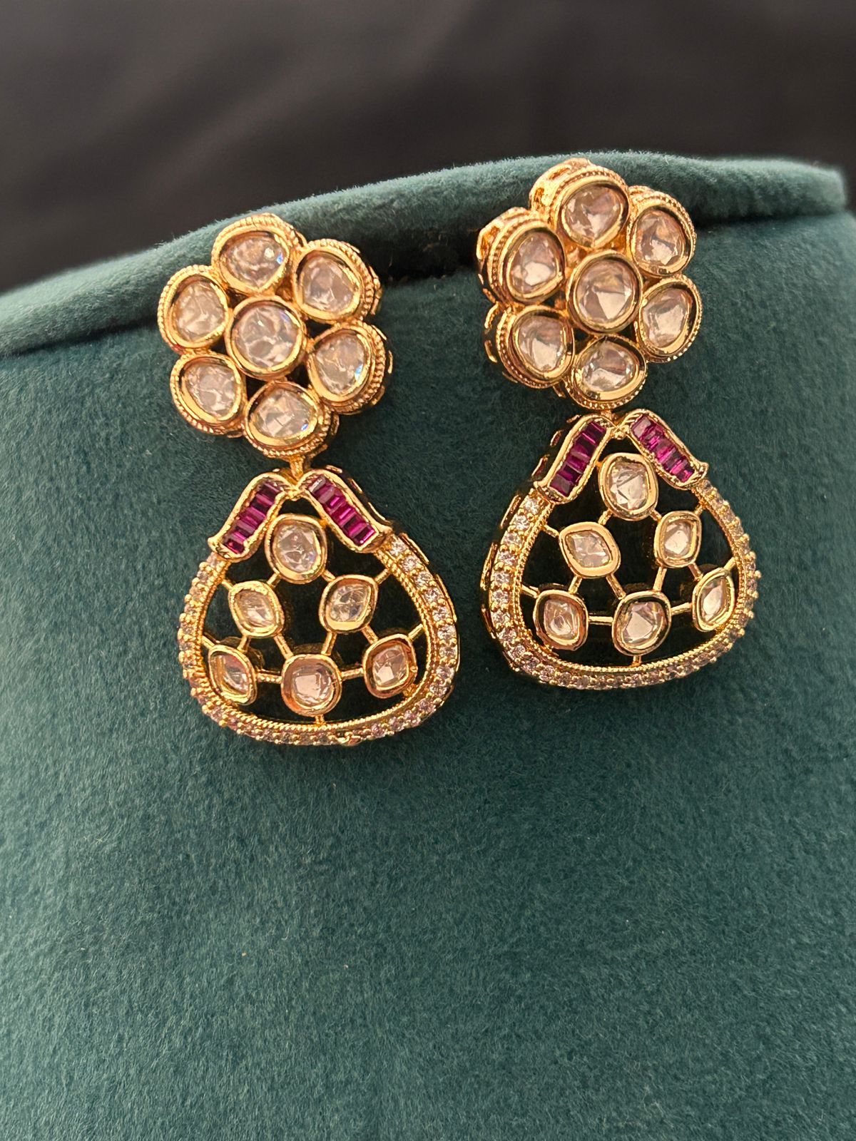 Floral Kundan Necklace Set with Earrings – Elegant Party & Bridal Wear